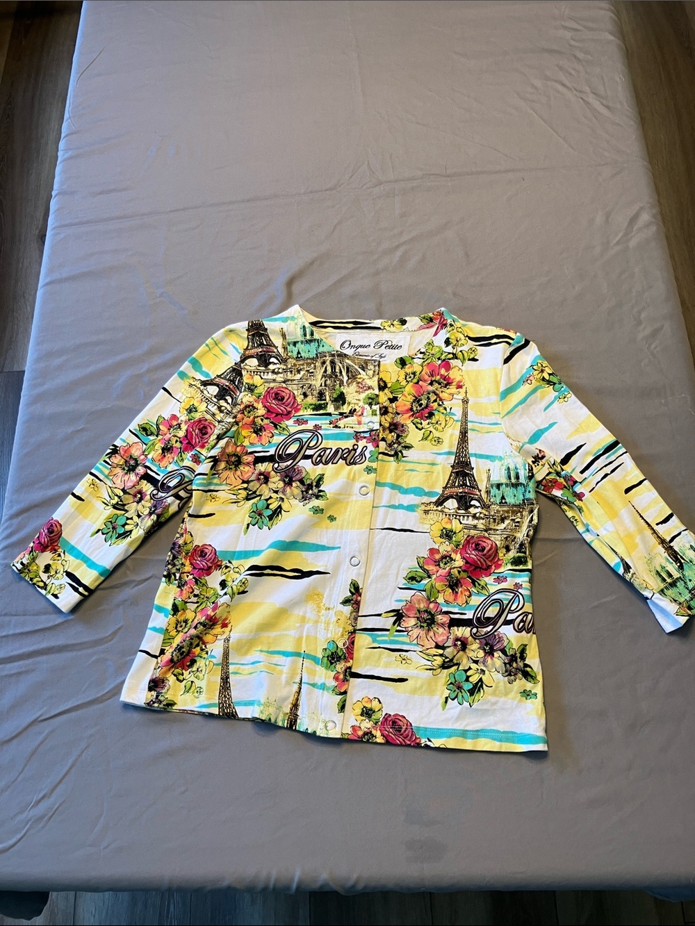 Onque Petite Floral Top - Yellow, Pink & Green